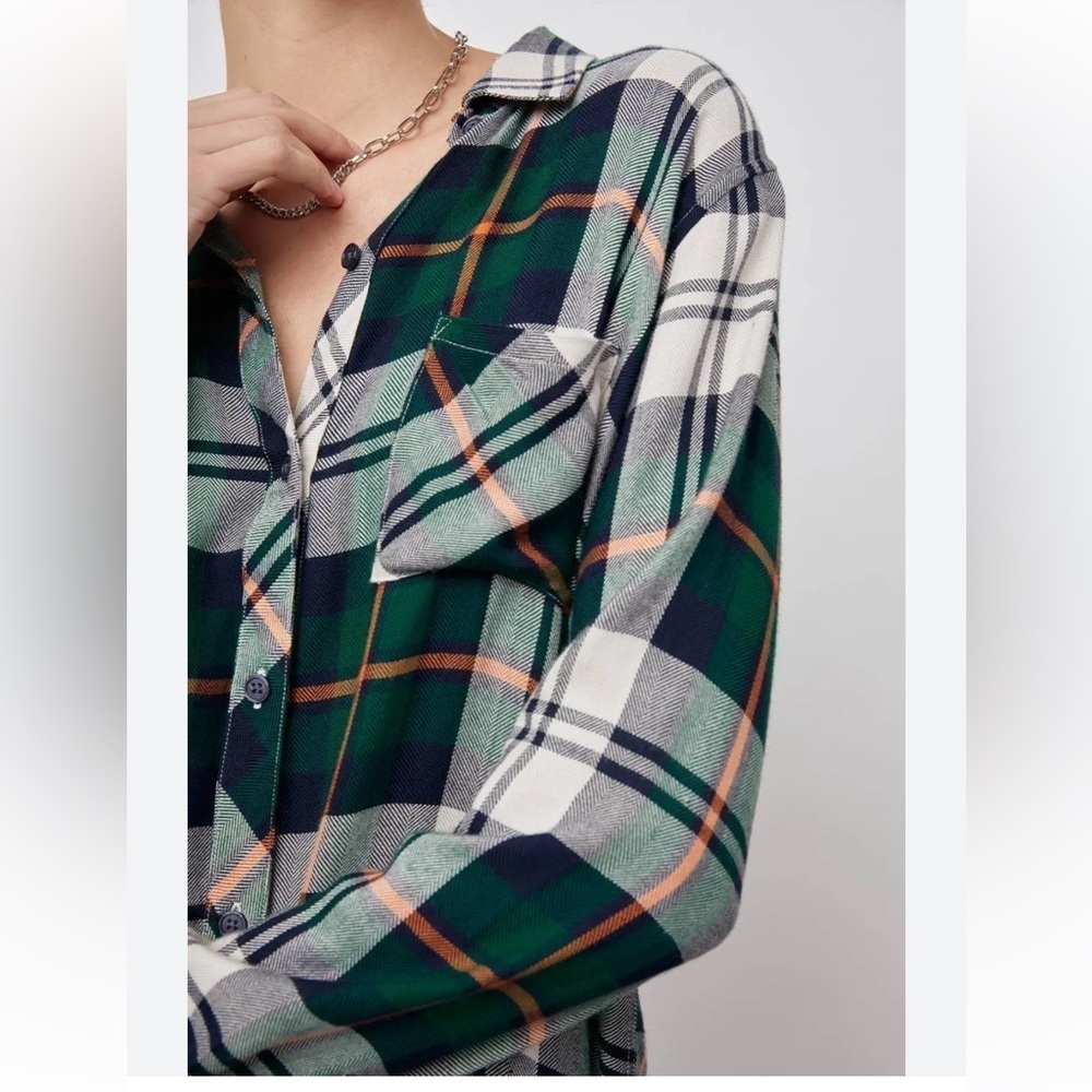 Rails Green And White Plaid Button Down Shirt - image 3